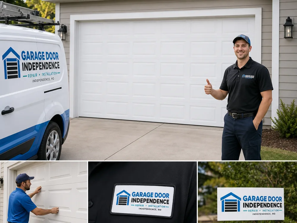 Residential sectional garage door closed and aligned evenly